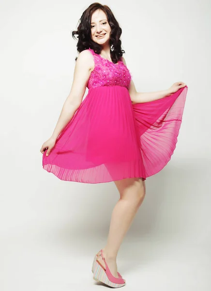 Hada volando chica en vestido rosa — Foto de Stock