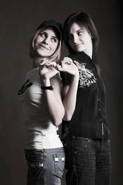 Two girl-friends portrait — Stock Photo, Image