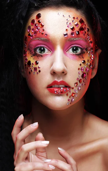 Closeup portrait of woman with artistic make-up — Stock Photo, Image