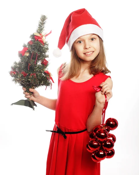 Bambina con cappello di Natale — Foto Stock