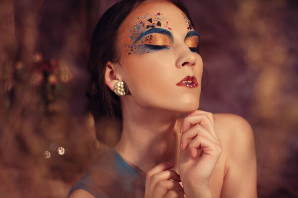 Bright creative Make-up.Beautiful Womans Face