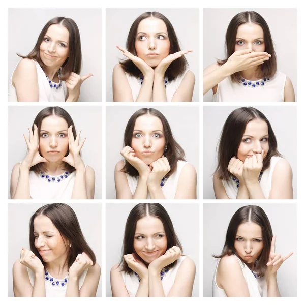 Collage de expresiones faciales de la mujer compuesto — Foto de Stock