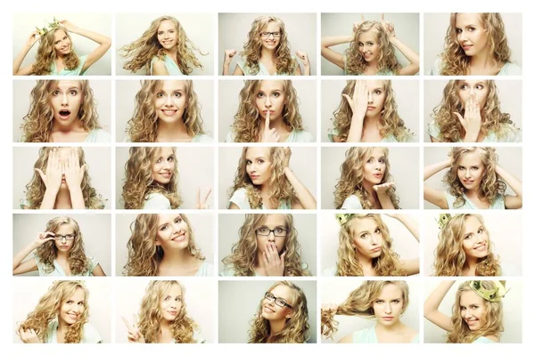 Collage de portraits d'une belle jeune femme avec couronne — Photo