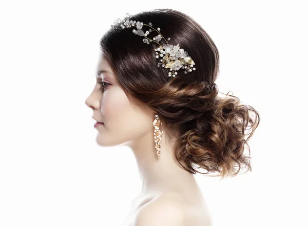 Adorable young bride with gorgeous diadem in her hair Stock Picture