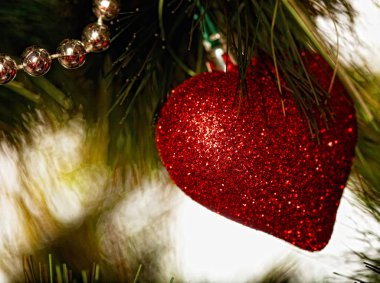 Noel Dekorasyon - Cam kalp. 