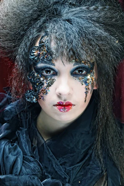 Donna con trucco creativo. Tema di Halloween . — Foto Stock