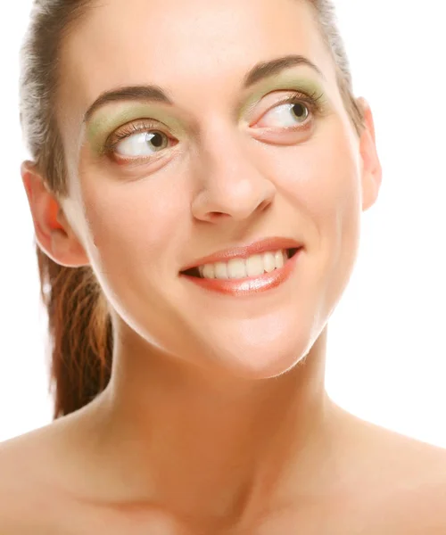 Bella faccia di donna di salute con pelle pulita di purezza — Foto Stock
