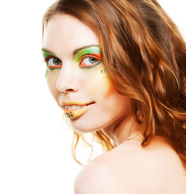 yaratıcı makyaj ile genç seksi Bayan portresi