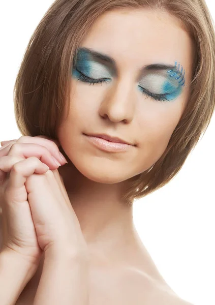 Creatieve make-up. geïsoleerd op wit — Stockfoto