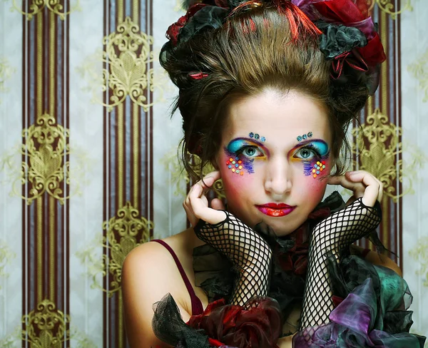 Lady with artistic make-up.Doll style. — Stock Photo, Image