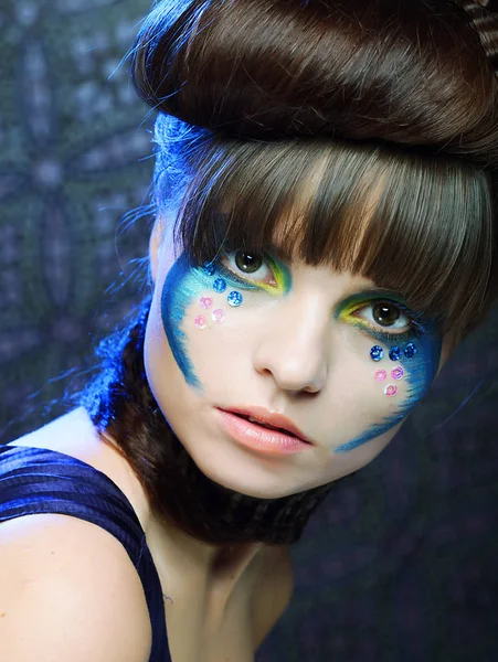 Beautiful woman with colorful stylish make-up — Stock Photo, Image