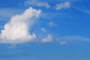 açık güneşli bir yaz gününde mavi gökyüzü ve bulutlar