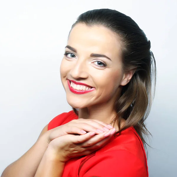 Close up portrait young emotional woman — Stock Photo, Image