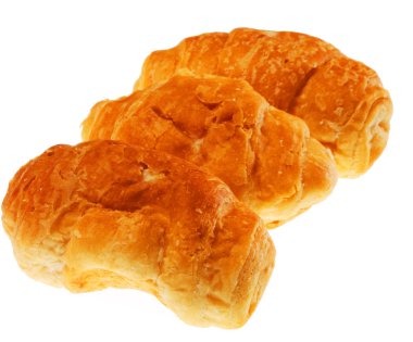 Fırında taze pişmiş kruvasan yakın