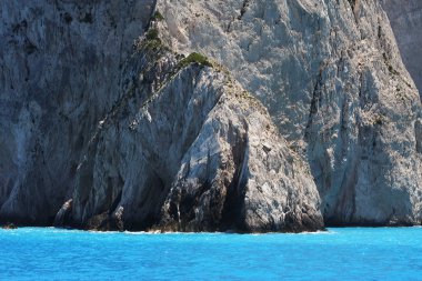 Yunanistan 'ın Zakynthos adasındaki mavi mağaralar, seyahat kavramı