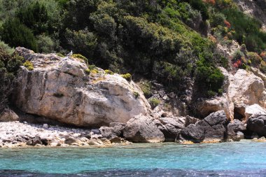 Yunanistan 'ın Zakynthos adasındaki mavi mağaralar, seyahat kavramı