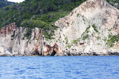 Yunanistan 'ın Zakynthos adasındaki mavi mağaralar, seyahat kavramı