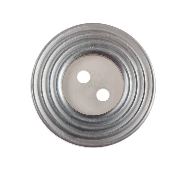 白い背景に分離された つの穴を持つ灰色の つのボタン — ストック写真