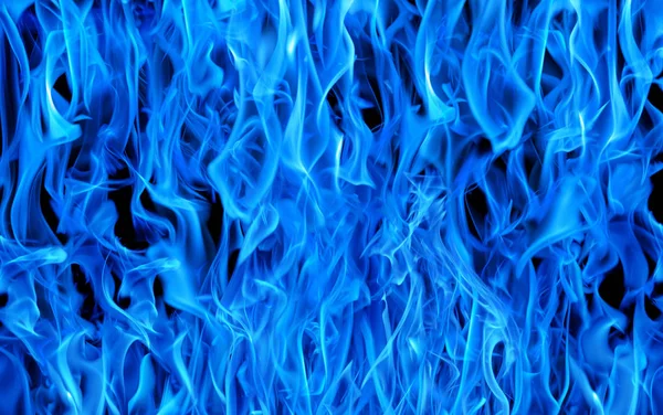 Blaue Flamme Isoliert Auf Schwarzem Hintergrund — Stockfoto