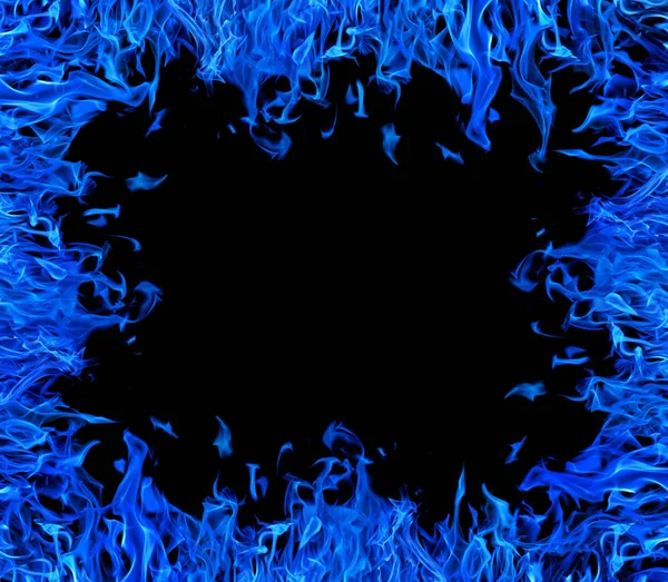 Синя Рама Полум Ізольована Чорному Фоні — стокове фото