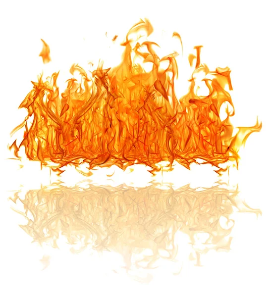 Gelbe Flamme Isoliert Auf Weißem Hintergrund — Stockfoto