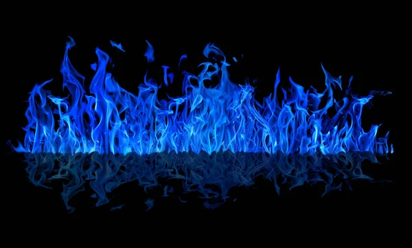 Modrý Plamen Izolované Černém Pozadí — Stock fotografie
