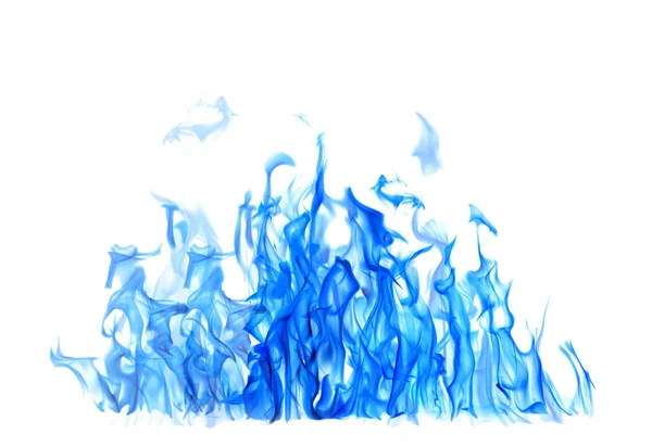 Flamme Bleue Isolée Sur Fond Blanc — Photo