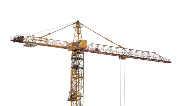 yellow hoisting crane isolate on white background