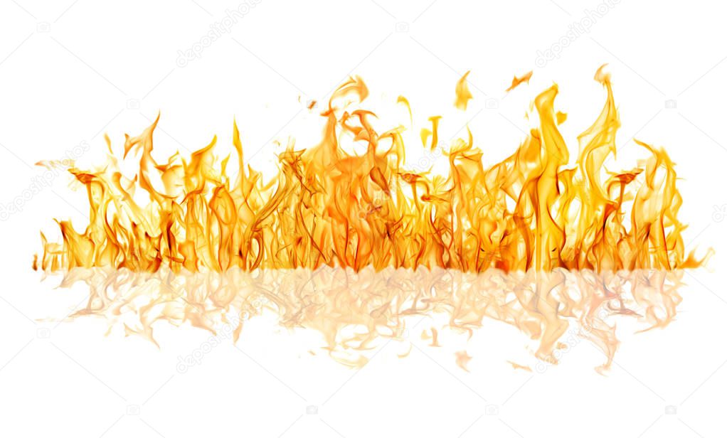 yellow flame isolated on white background