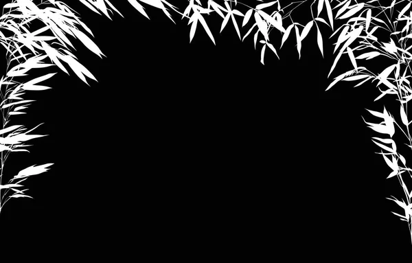 Illustration Avec Demi Cadre Bambou Isolé Sur Fond Noir — Image vectorielle