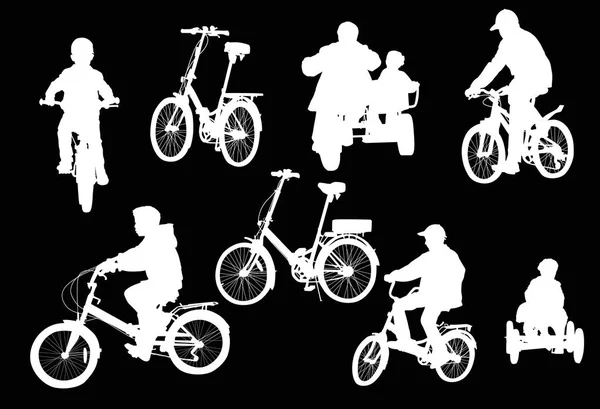Illustration Mit Radfahrern Isoliert Auf Schwarzem Hintergrund — Stockvektor