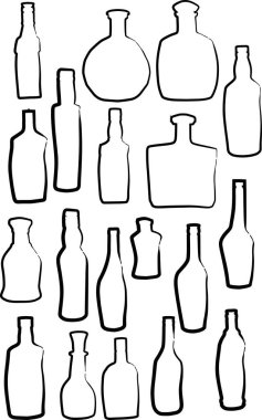 illüstrasyon izole beyaz arka plan üzerinde şişe siluetleri ile