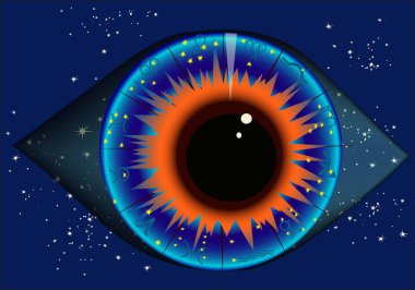 illüstrasyon mavi gözde temel bulgusu ile