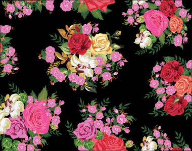 Siyah arkaplanda izole edilmiş pembe çiçekli resimlerName