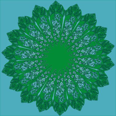 illüstrasyon mavi zemin üzerine yeşil süslemeli