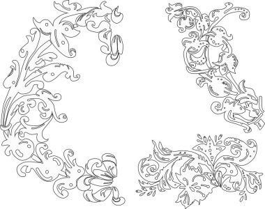 beyaz zemin üzerinde üç siyah süslemeleri ile illüstrasyon