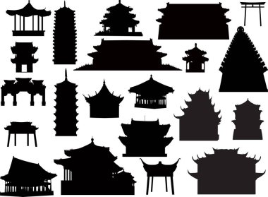 illüstrasyon izole pagoda koleksiyonu ile