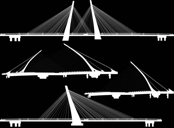 Illustration Avec Collection Ponts Isolés Sur Fond Noir — Image vectorielle