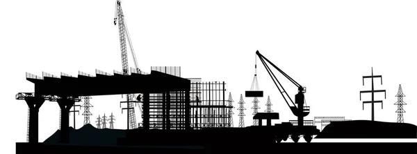 Illustration Bridge Building Crane — Stock Vector