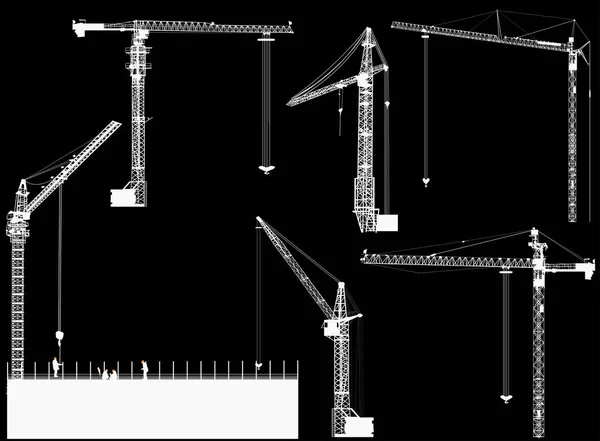 Illustration House Building Cranes — Stock Vector