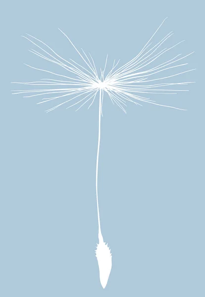 Ілюстрація Єдиним Силуетом Насіння Кульбаби Ізольована Синьому Фоні — стоковий вектор