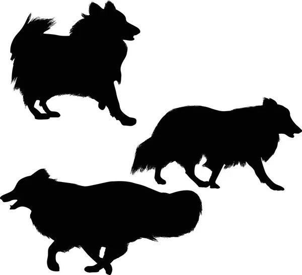 Illustration Dog Silhouettes Isolated White Background — Stock Vector