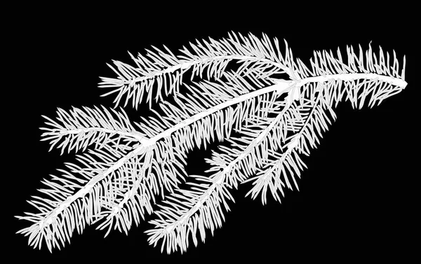 Illustration Avec Branche Sapin Isolée Sur Fond Noir — Image vectorielle