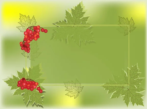 Ilustrazione Con Cornice Verde Autunno Decorata Bacche Rosse — Vettoriale Stock