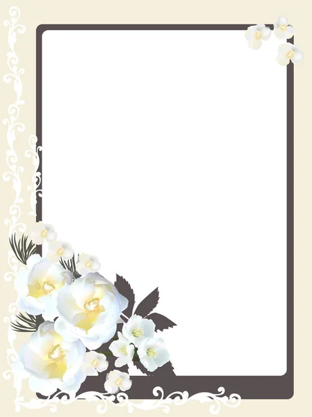 Illustration Cadre Wirh Fleurs Roses — Image vectorielle