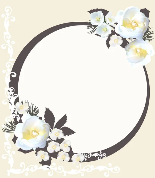 バラの花からイラストを Wirh のフレーム — ストックベクタ