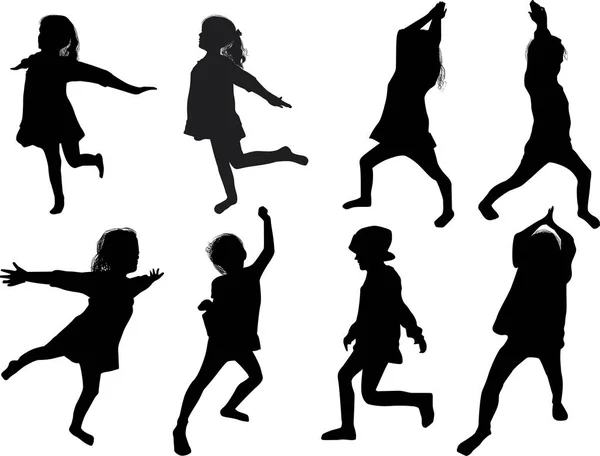 Illustration Avec Silhouettes Enfant Collection Isolée Sur Fond Blanc — Image vectorielle