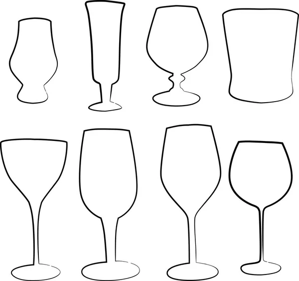 Ілюстрація Вісьмома Скляними Контурами Ізольовані Білому Тлі — стоковий вектор