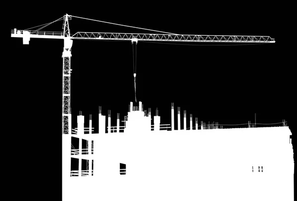 Ilustrace Budovou Domu Jeřábem — Stockový vektor