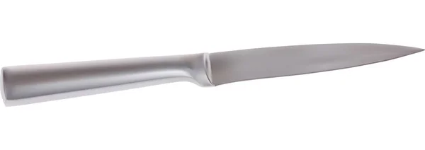 Illustration Mit Einem Einzigen Metallischen Küchenmesser Isoliert Auf Weißem Hintergrund — Stockvektor